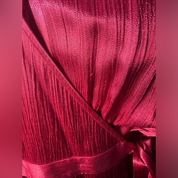 GUC Nine West Long Sleeve High Low Wrap Dress Size XL Bright Magenta - Picture 7 of 14